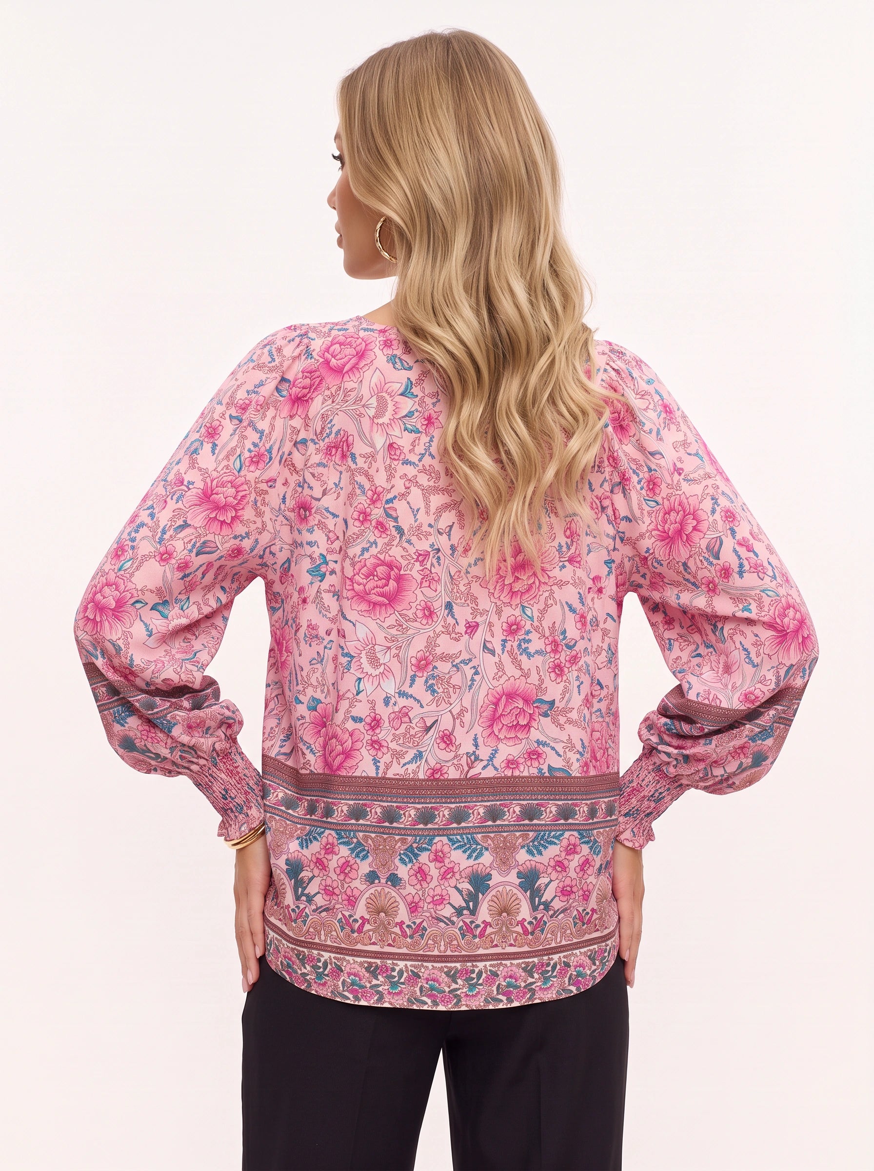Floralyn blouse bohème à col noué - vêtement chic pour femme, style bohème, manches longues, blouse romantique d'automne