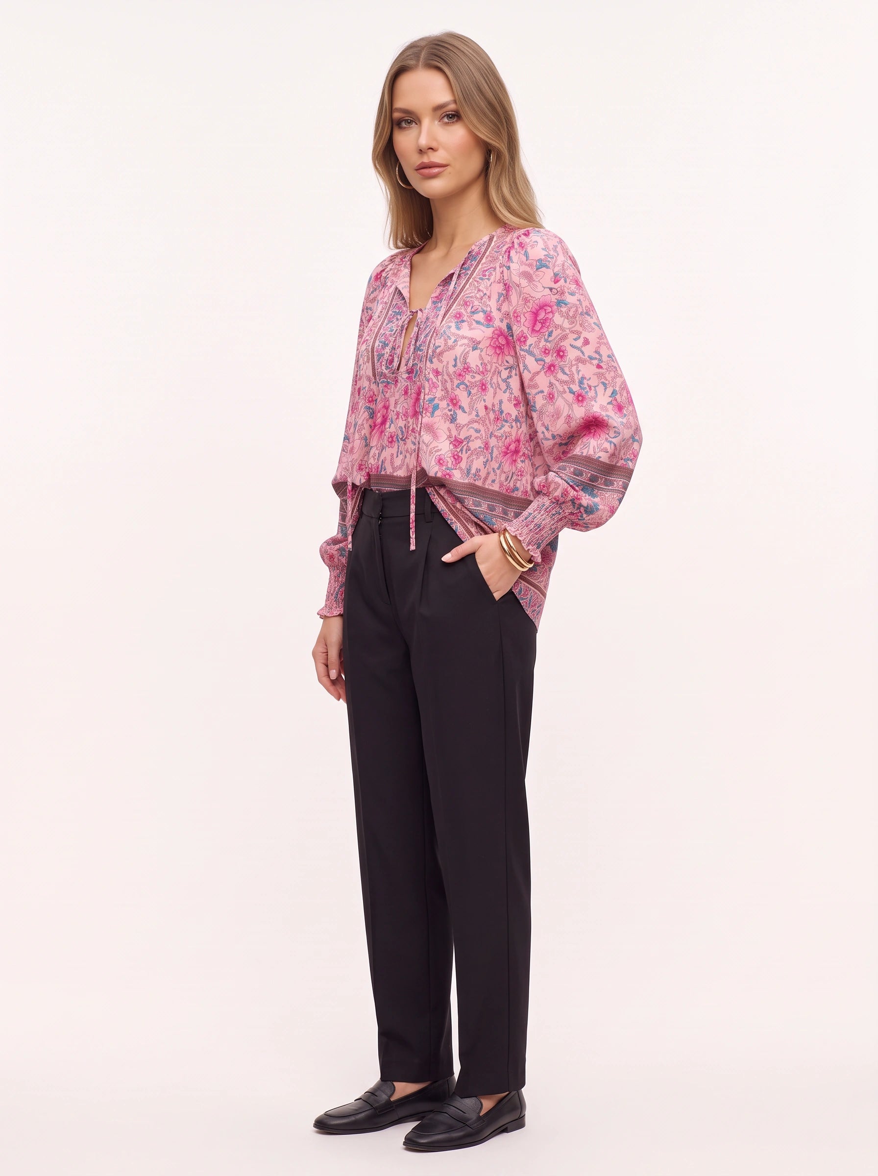Floralyn blouse bohème à col noué - vêtement chic pour femme, style bohème, manches longues, blouse romantique d'automne