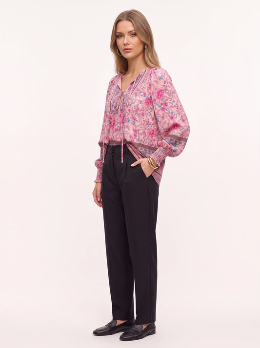 Floralyn blouse bohème à col noué - vêtement chic pour femme, style bohème, manches longues, blouse romantique d'automne