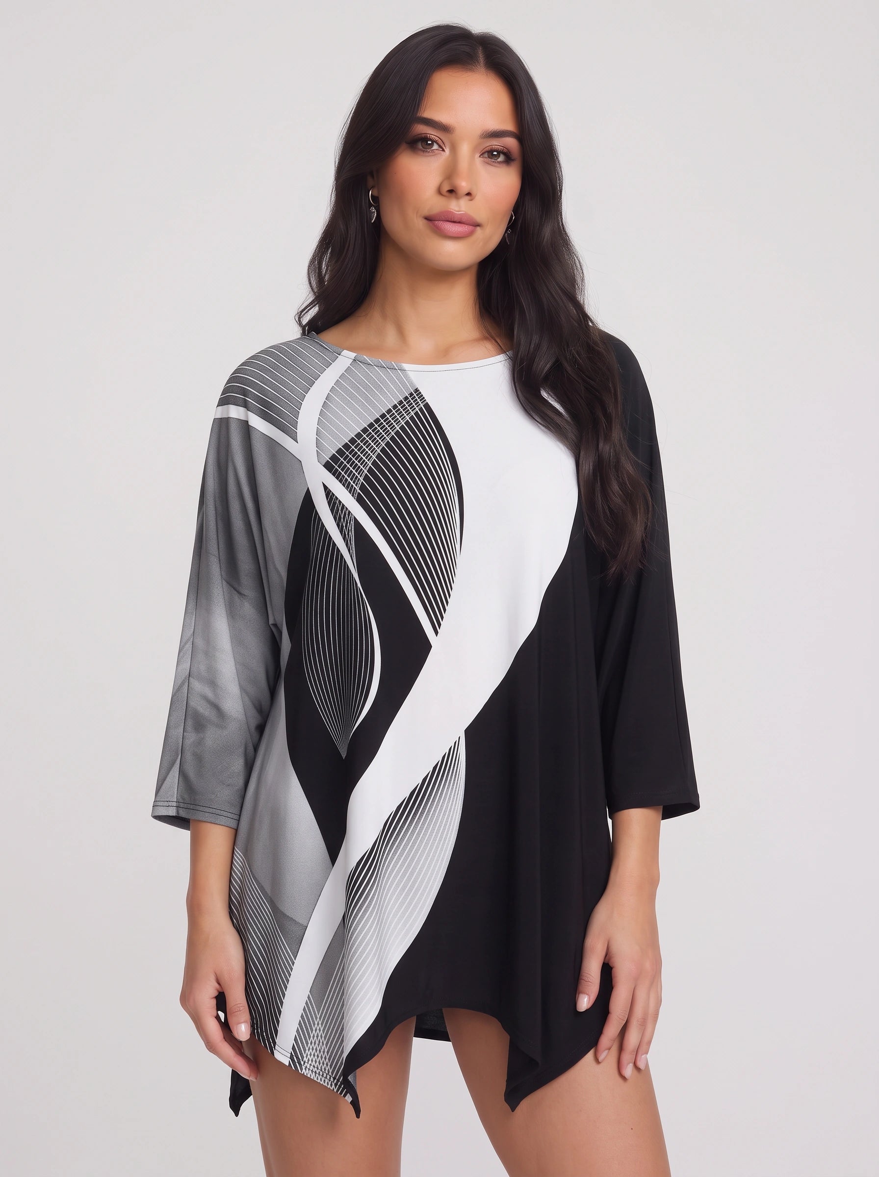 Papilara - Tunique imprimée papillons - T-shirt graphique oversize pour femme à manches longues, modèle original