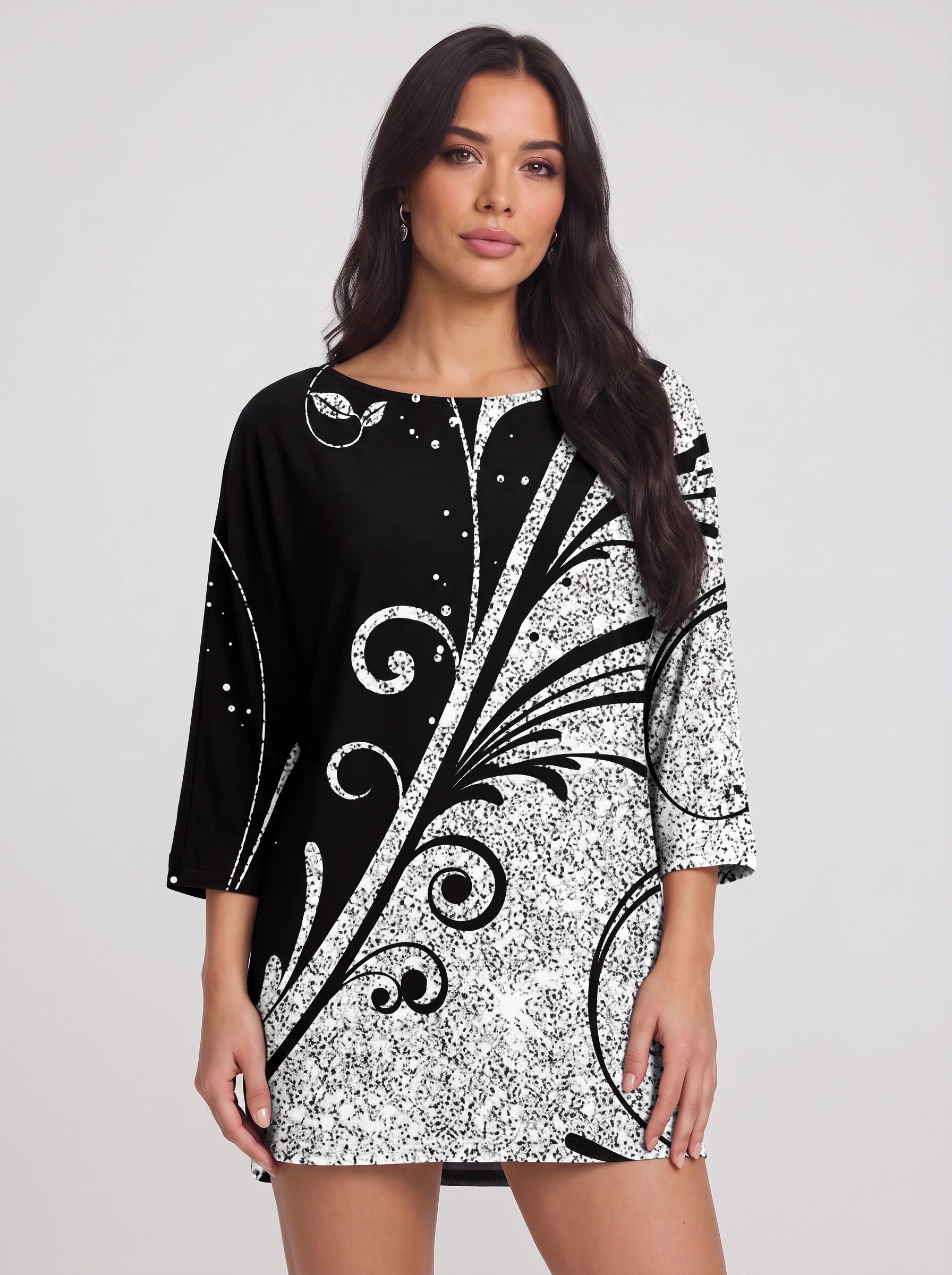 Papilara - Tunique imprimée papillons - T-shirt graphique oversize pour femme à manches longues, modèle original