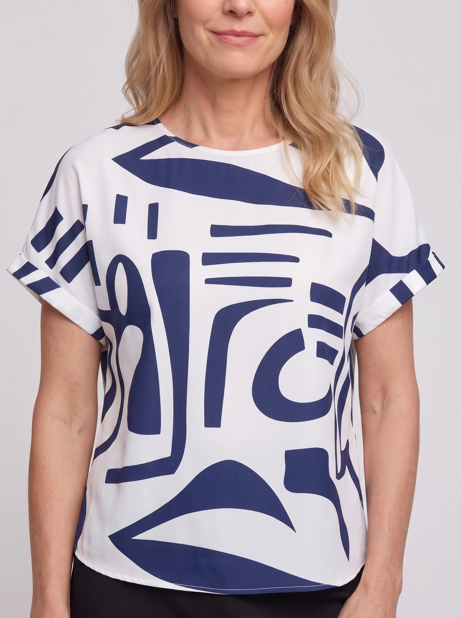 Maevira - T-shirt graphique oversize abstrait - T-shirt imprimé décontracté pour femme, coupe ample, manches courtes