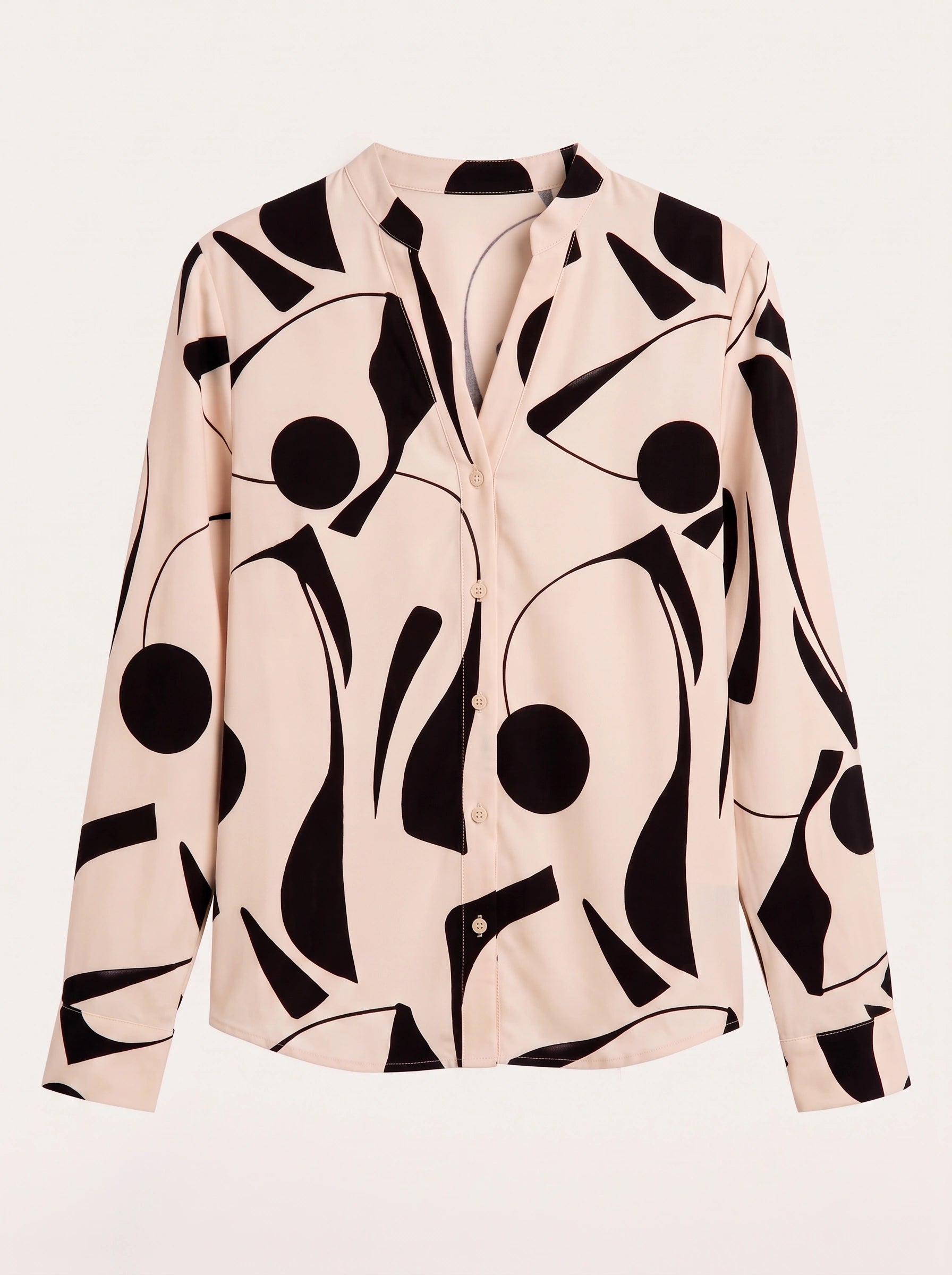 Grafiora - Chemise oversize à imprimé abstrait - Blouse boutonnée à col et manches longues pour femme, idéale en automne