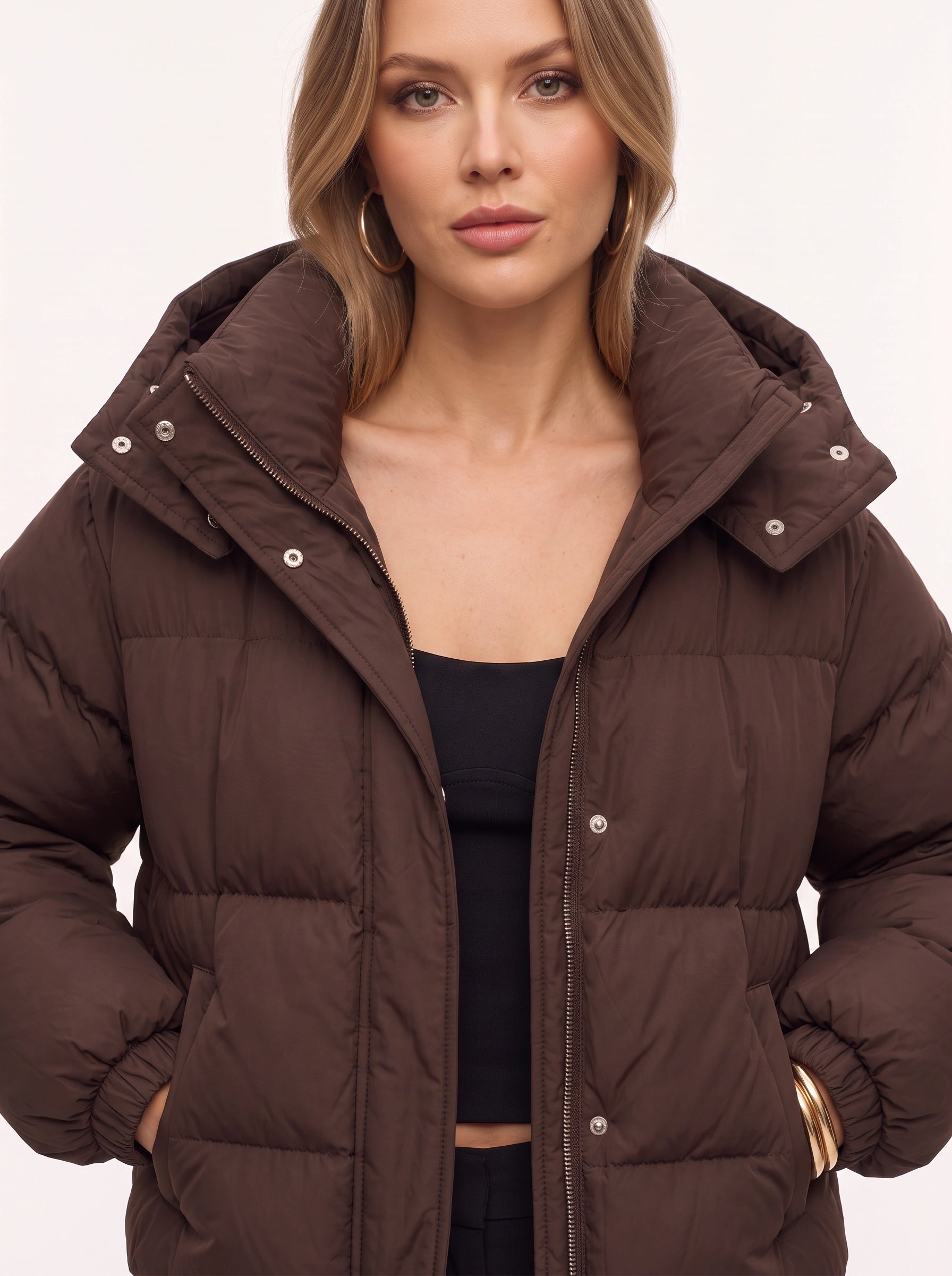 Veste d’hiver matelassée rembourrée oversize à capuche Chocova pour femme - veste courte isolante