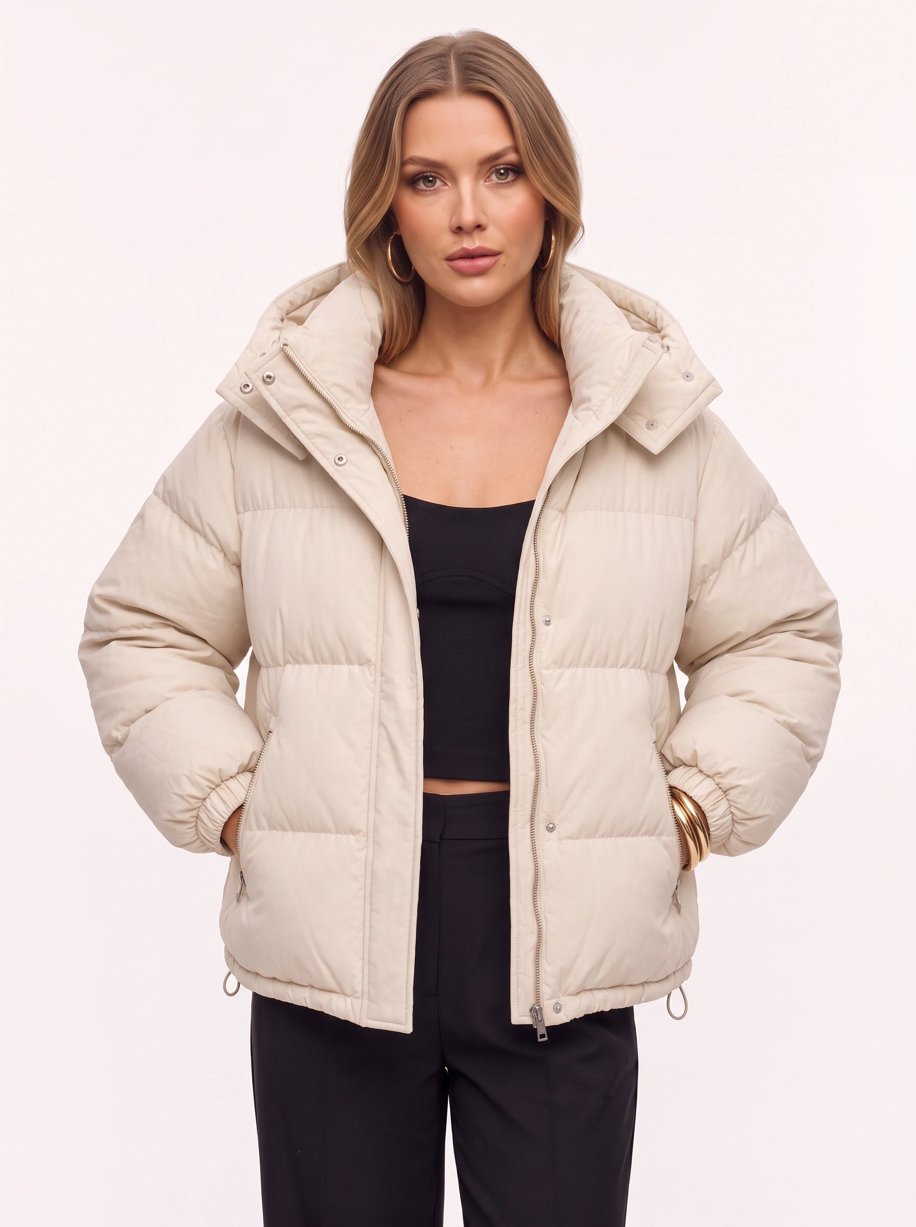 Veste d’hiver matelassée rembourrée oversize à capuche Chocova pour femme - veste courte isolante