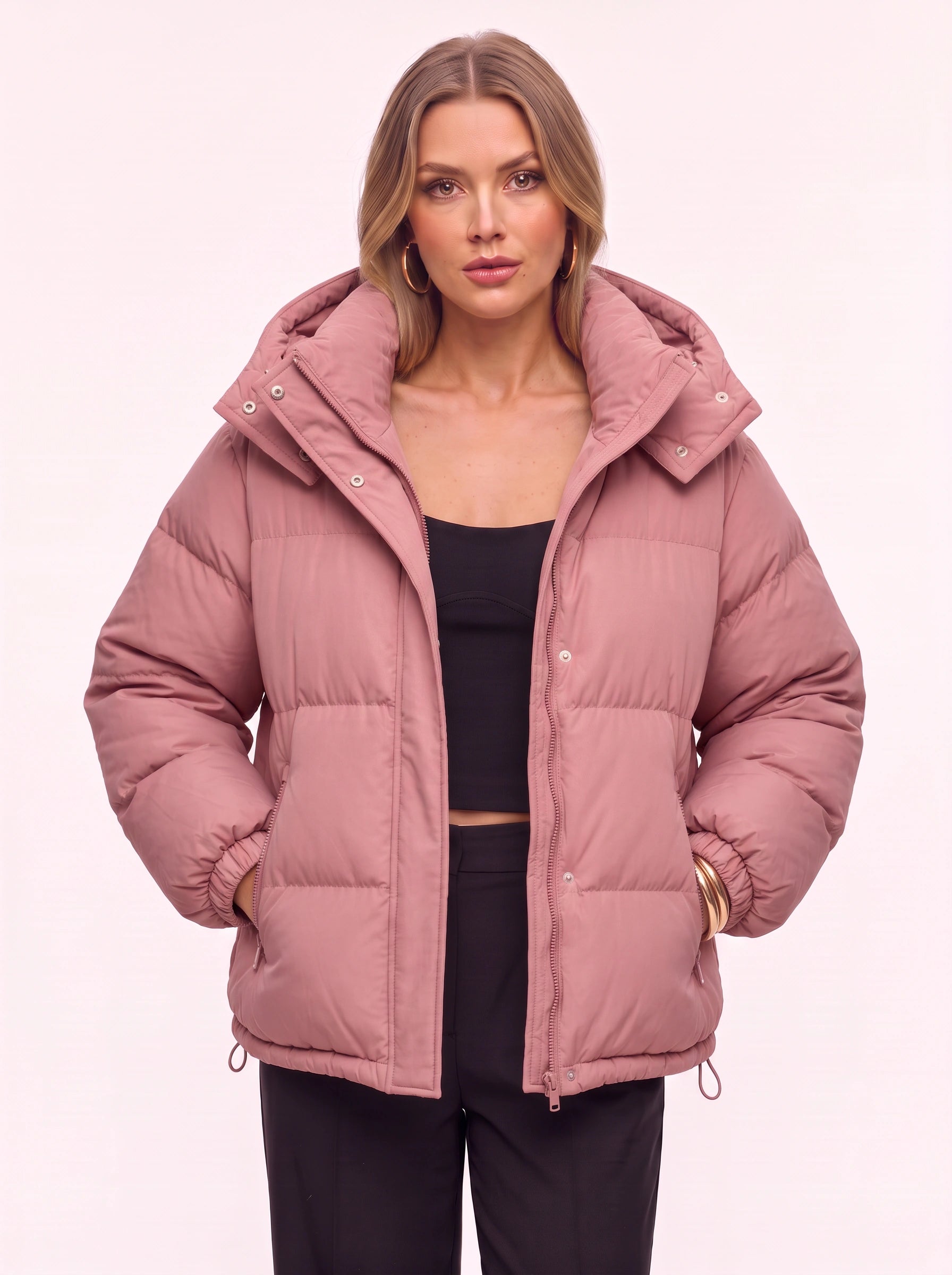 Veste d’hiver matelassée rembourrée oversize à capuche Chocova pour femme - veste courte isolante