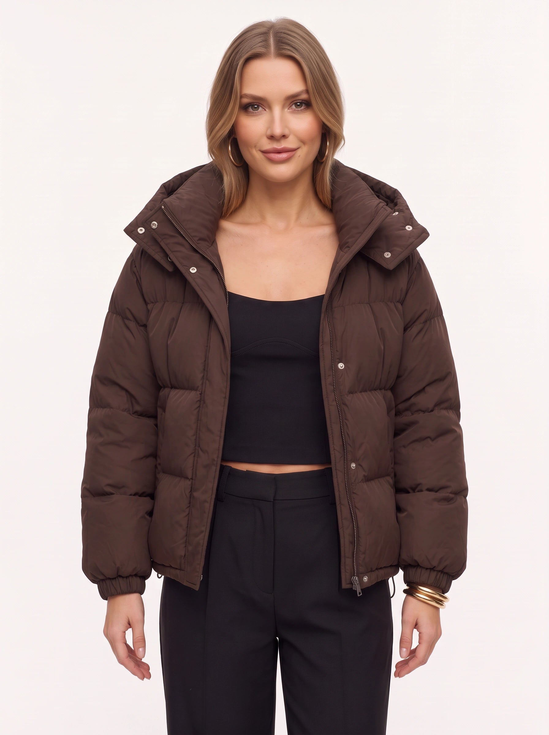 Veste d’hiver matelassée rembourrée oversize à capuche Chocova pour femme - veste courte isolante