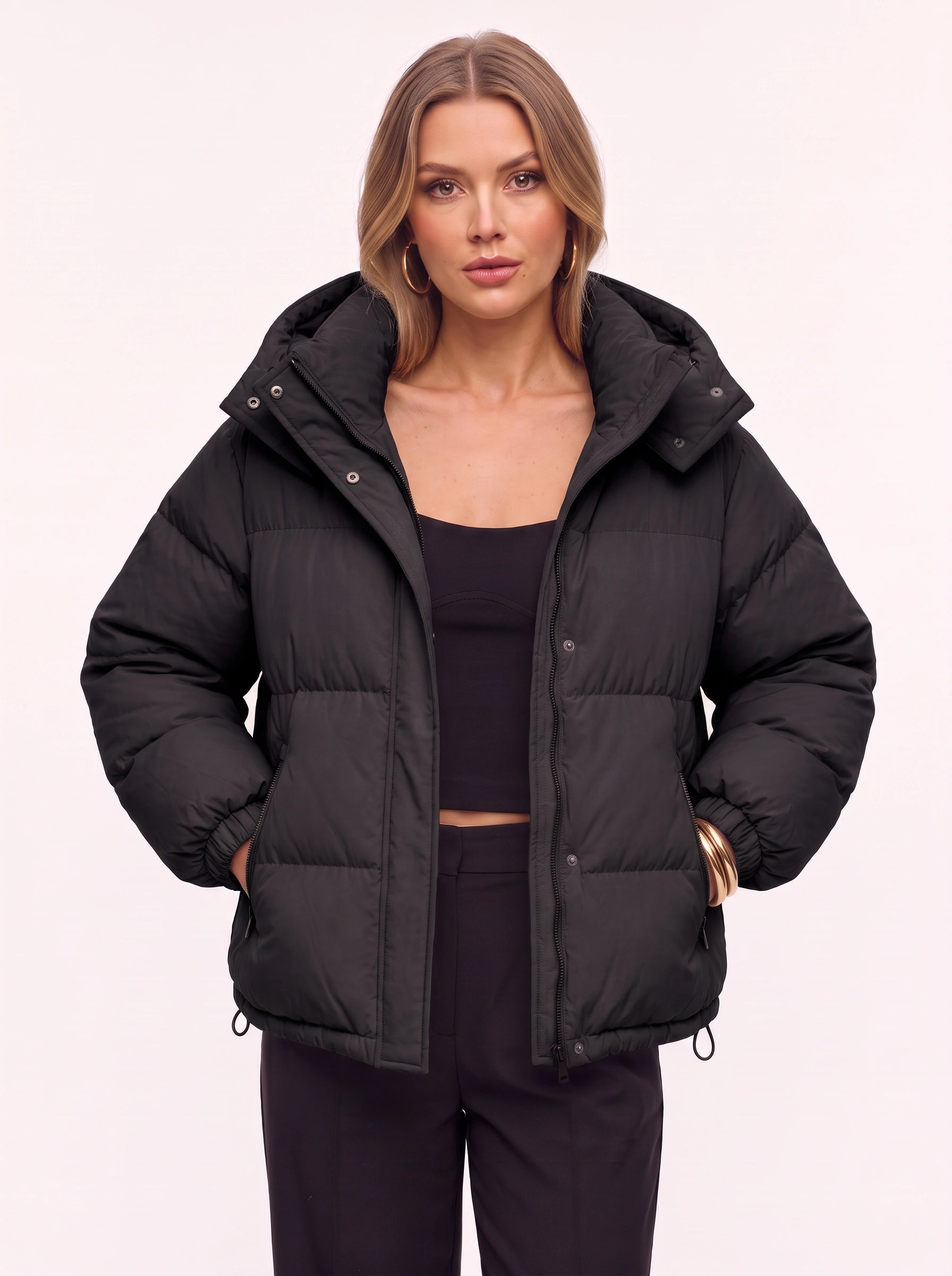 Veste d’hiver matelassée rembourrée oversize à capuche Chocova pour femme - veste courte isolante