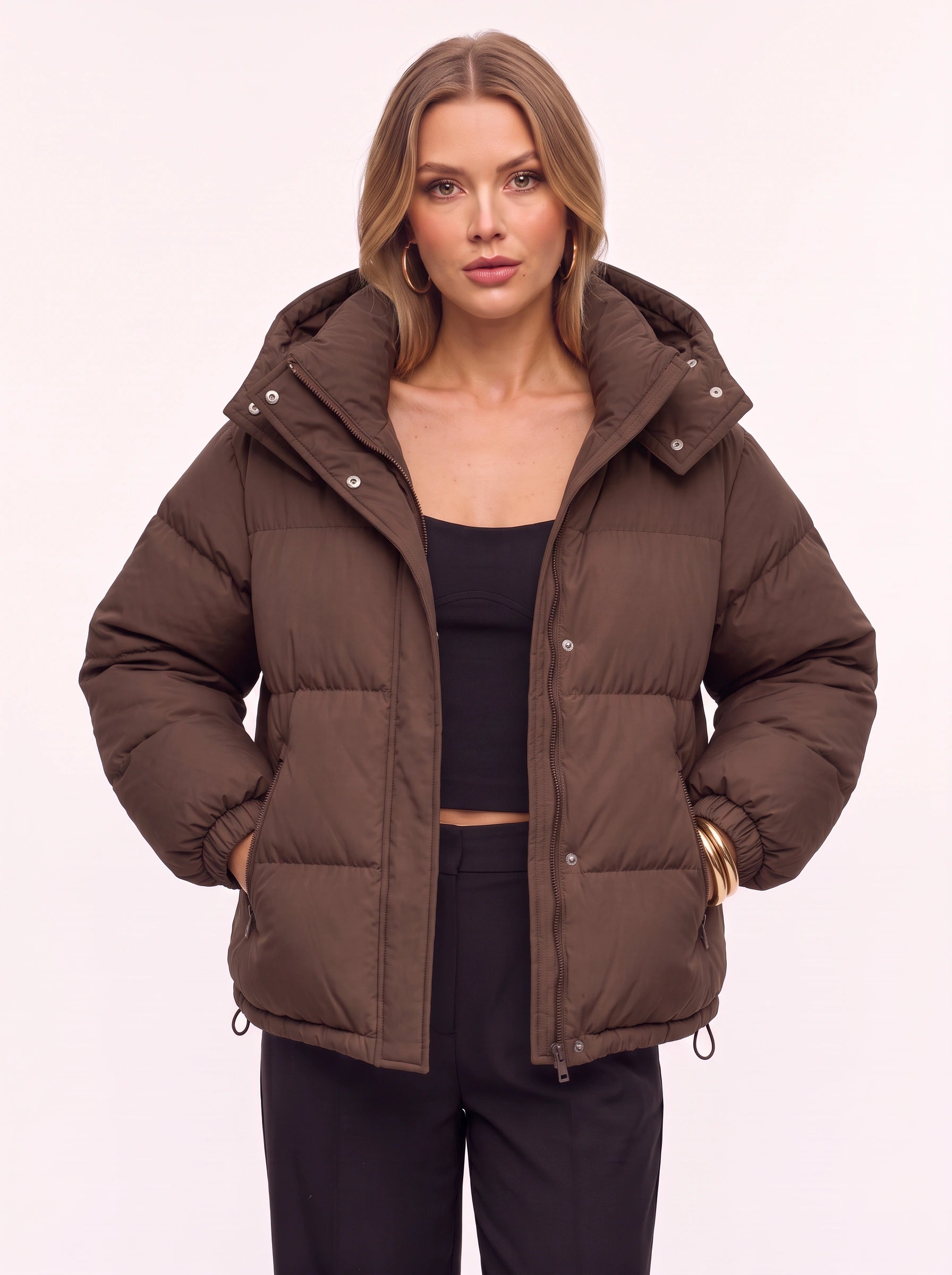 Veste d’hiver matelassée rembourrée oversize à capuche Chocova pour femme - veste courte isolante