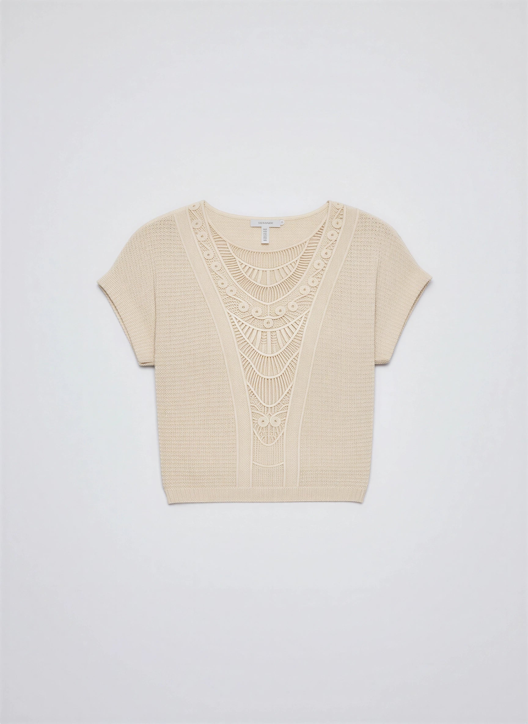 Tessina - Crop top ajouré en crochet - Blouse en dentelle décontractée pour femme, style bohème, à manches courtes
