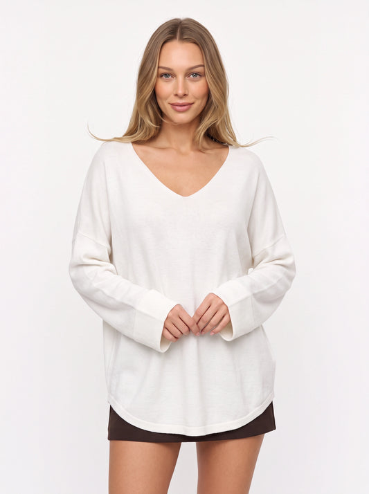 Dreiva V-Neck Oversized Sweater – Knit Sweater Women Casual Longline Pullover Fall Ladies Oversized Sweater