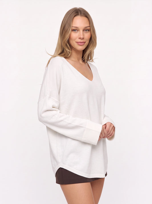 Dreiva V-Neck Oversized Sweater – Knit Sweater Women Casual Longline Pullover Fall Ladies Oversized Sweater