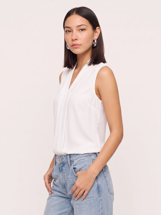 Kaida Sleeveless V-Neck Blouse – Women Office Casual Workwear Professional Business Smart Tailored Top