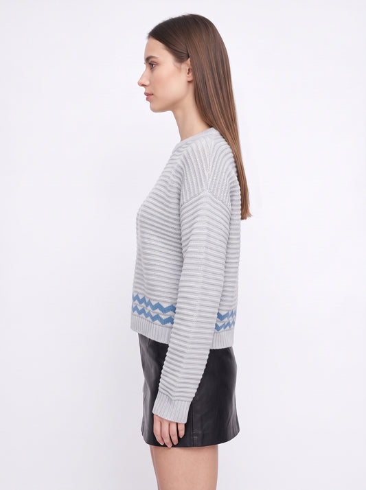 Ondova Ribbed Knit Crop Sweater – Striped Knit Sweater Women Fall Casual Pullover Cropped Top