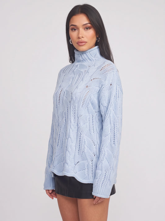Tressmare Cable Knit Turtleneck Sweater – Oversized Chunky Knit Women Sweaters Longline Casual Cozy Top