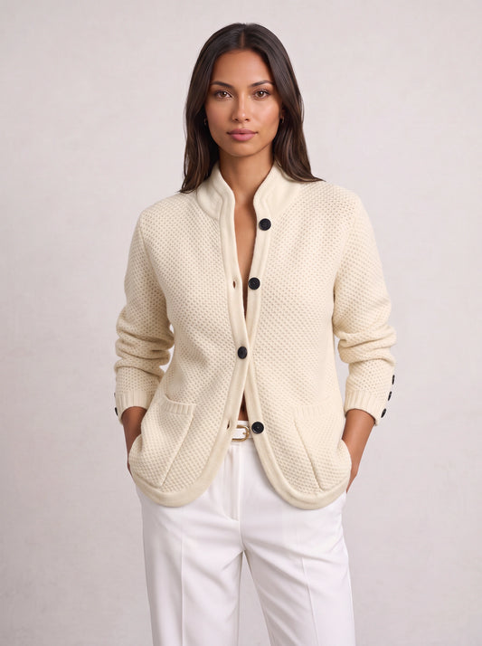 Trevara Textured Knit Blazer Cardigan – Women Knitted Sweater Jacket Button Front Casual Office Cardigan