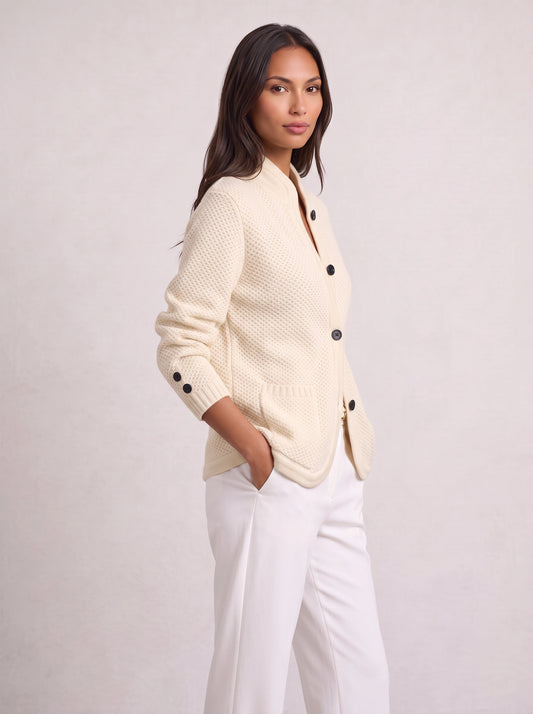 Trevara Textured Knit Blazer Cardigan – Women Knitted Sweater Jacket Button Front Casual Office Cardigan
