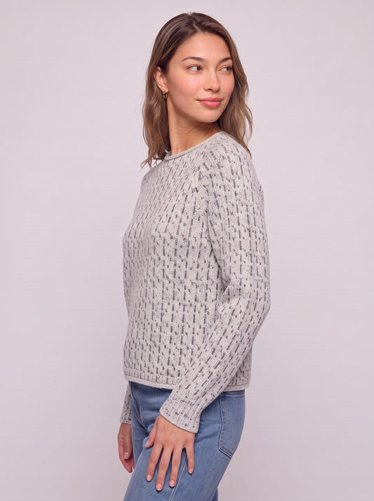 Sorynith Speckled Ribbed Knit Sweater – Women Boatneck Chunky Cable Pullover Casual Fall Ladies Cropped Top