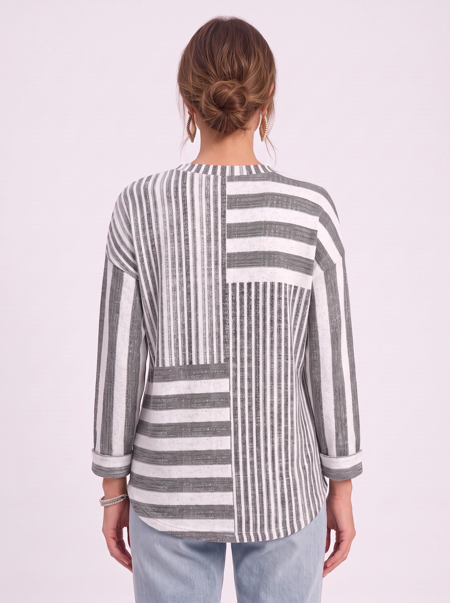 Valamix Oversized Striped Tunic Top – Womens Tunic Tops Relaxed Fit Long Sleeve Casual Tunics Fall