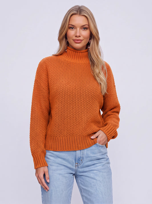 Tessalux Chunky Turtleneck Sweater – Women Oversized Cozy Knit Casual Everyday Pullover Sweater