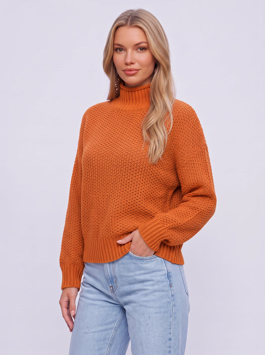 Tessalux Chunky Turtleneck Sweater – Women Oversized Cozy Knit Casual Everyday Pullover Sweater