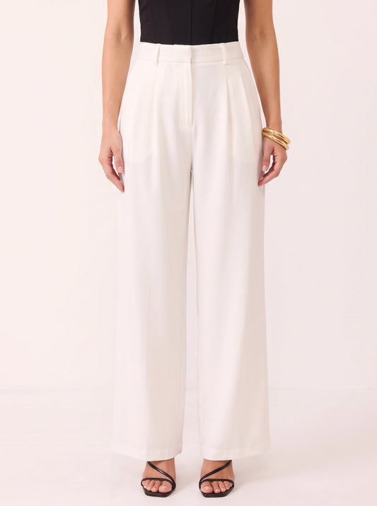 Pantalon Pinsera ajusté à taille haute et jambes larges – Femme, pantalon plissé palazzo pour le bureau, style chic casual