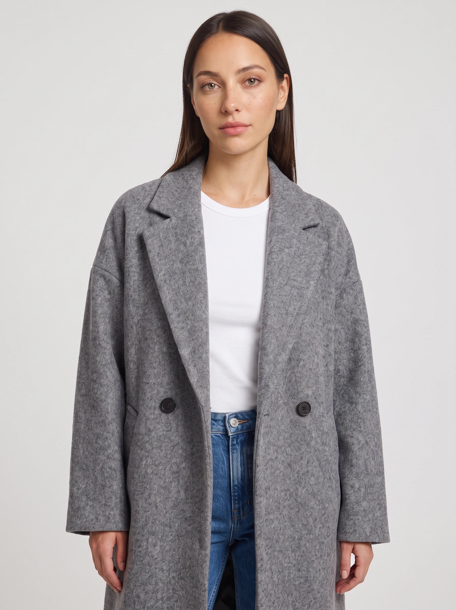 Manteau long croisé Griselle – Manteau en laine pour femme, coatigan d’automne-hiver, blazer-veste oversize casual de bureau
