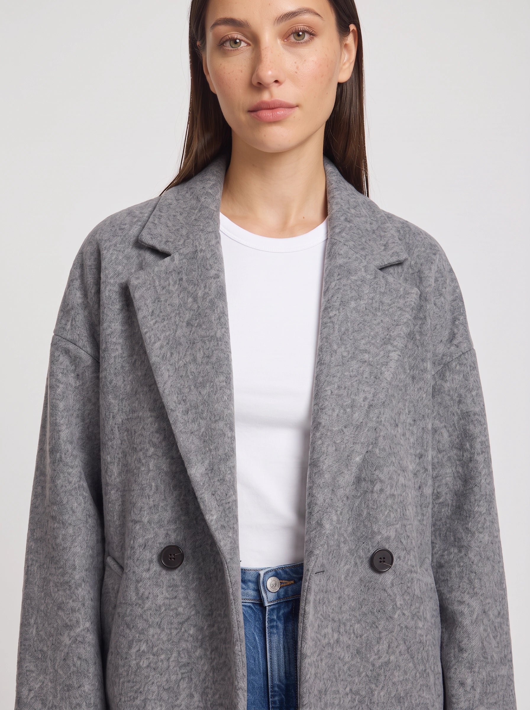 Manteau long croisé Griselle – Manteau en laine pour femme, coatigan d’automne-hiver, blazer-veste oversize casual de bureau