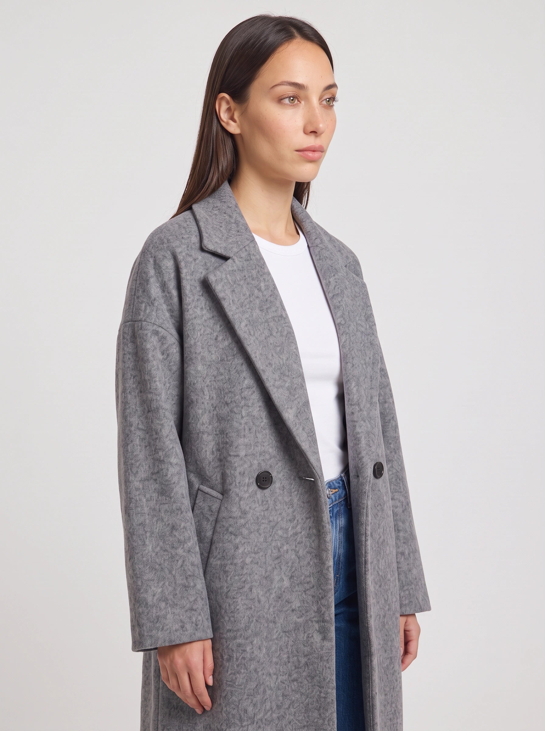 Manteau long croisé Griselle – Manteau en laine pour femme, coatigan d’automne-hiver, blazer-veste oversize casual de bureau