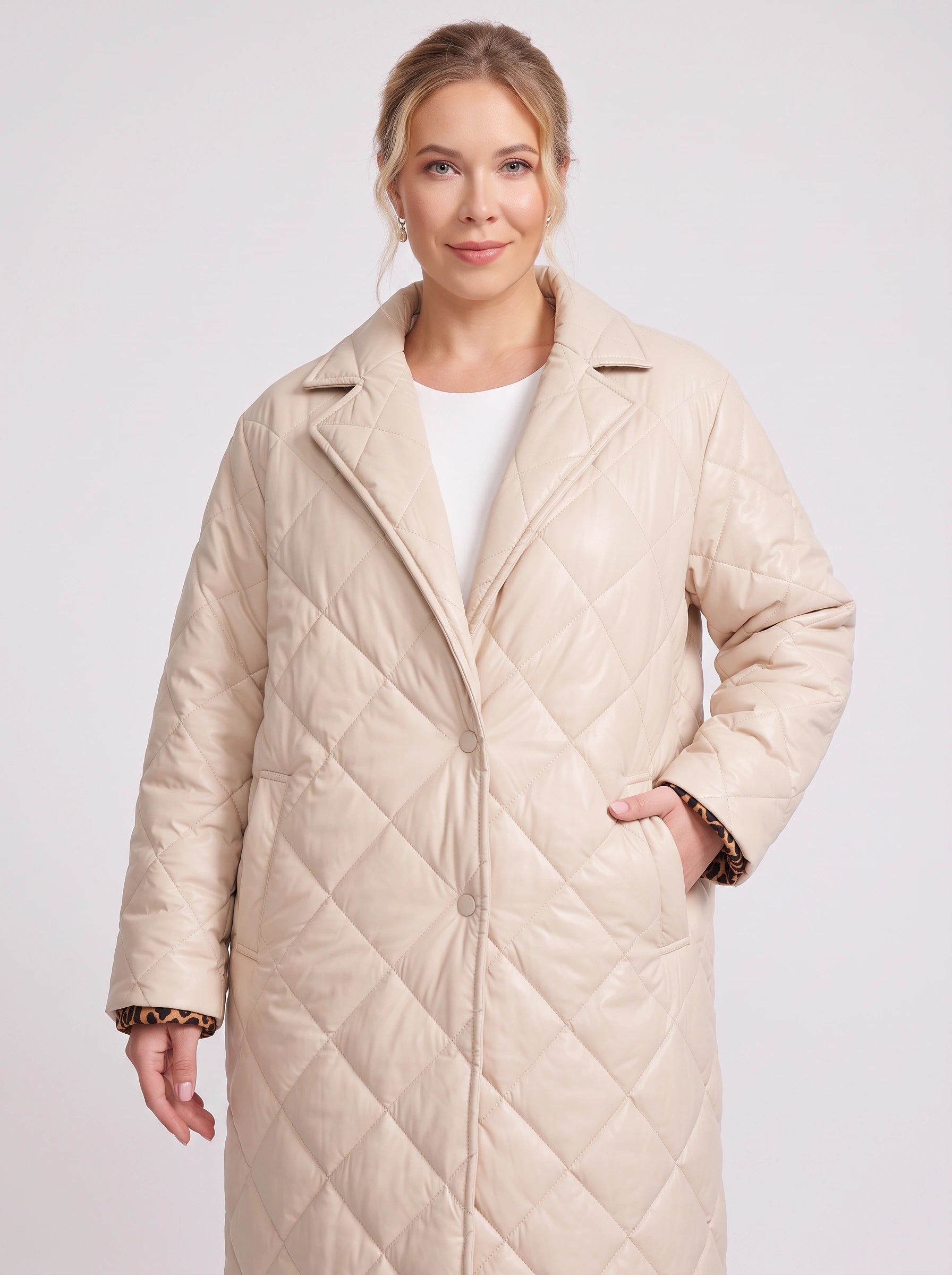 Manteau long matelassé à losanges Quiltura – Trench réversible, veste matelassée et pardessus pour femme