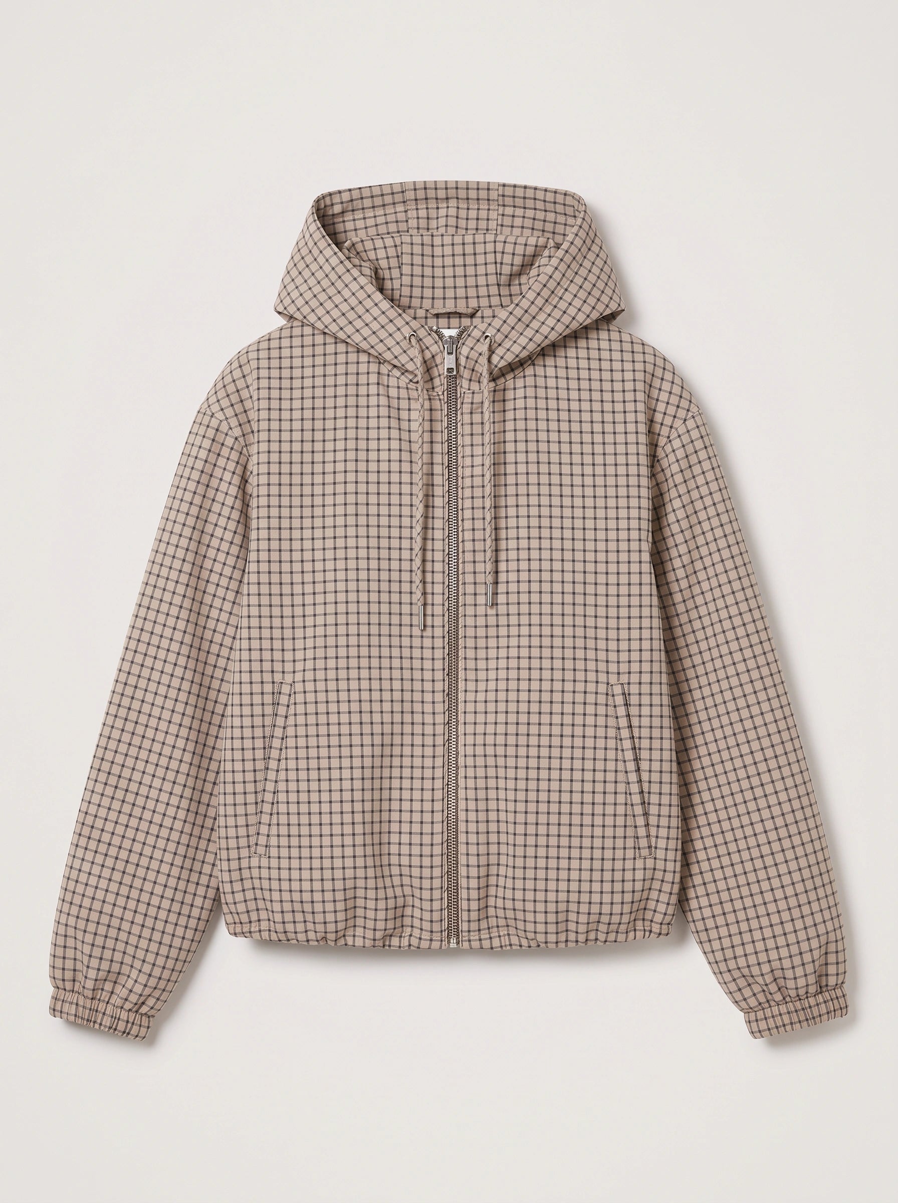 Veste courte à capuche à carreaux Gridwell – Femme, veste bomber zippée à capuche, style streetwear casual d’automne
