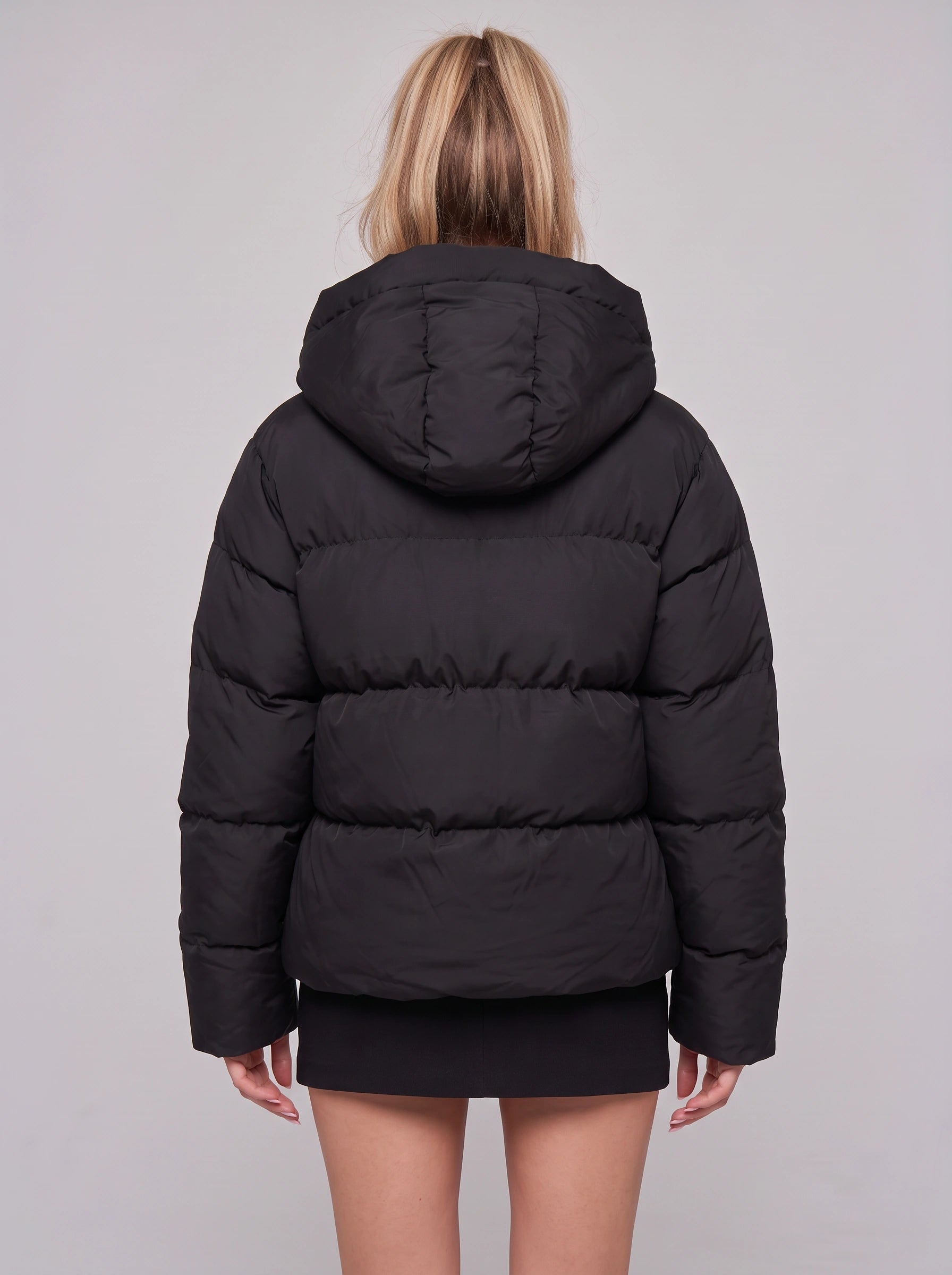 Bouffant Oversized Hooded Puffer Jacket – Women Padded Quilted Winter Coat Ladies Streetwear Cropped