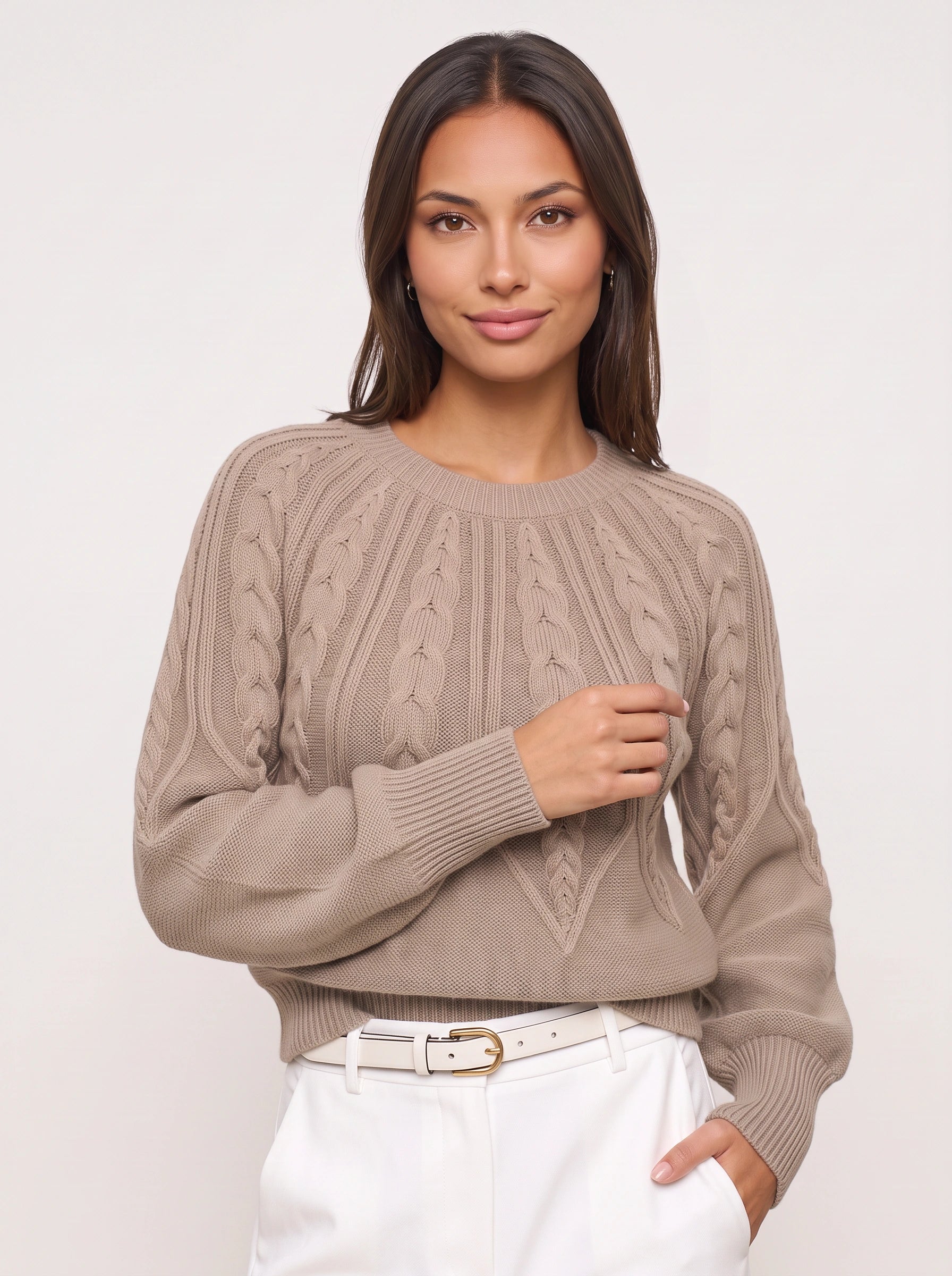 Tresslyn Cable Knit Crop Sweater – Cropped Cable Knit Sweater Women Fall Casual Pullover Jumper Top