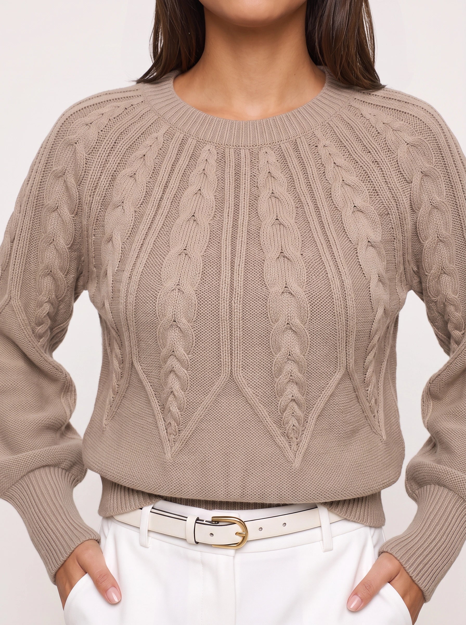 Tresslyn Cable Knit Crop Sweater – Cropped Cable Knit Sweater Women Fall Casual Pullover Jumper Top