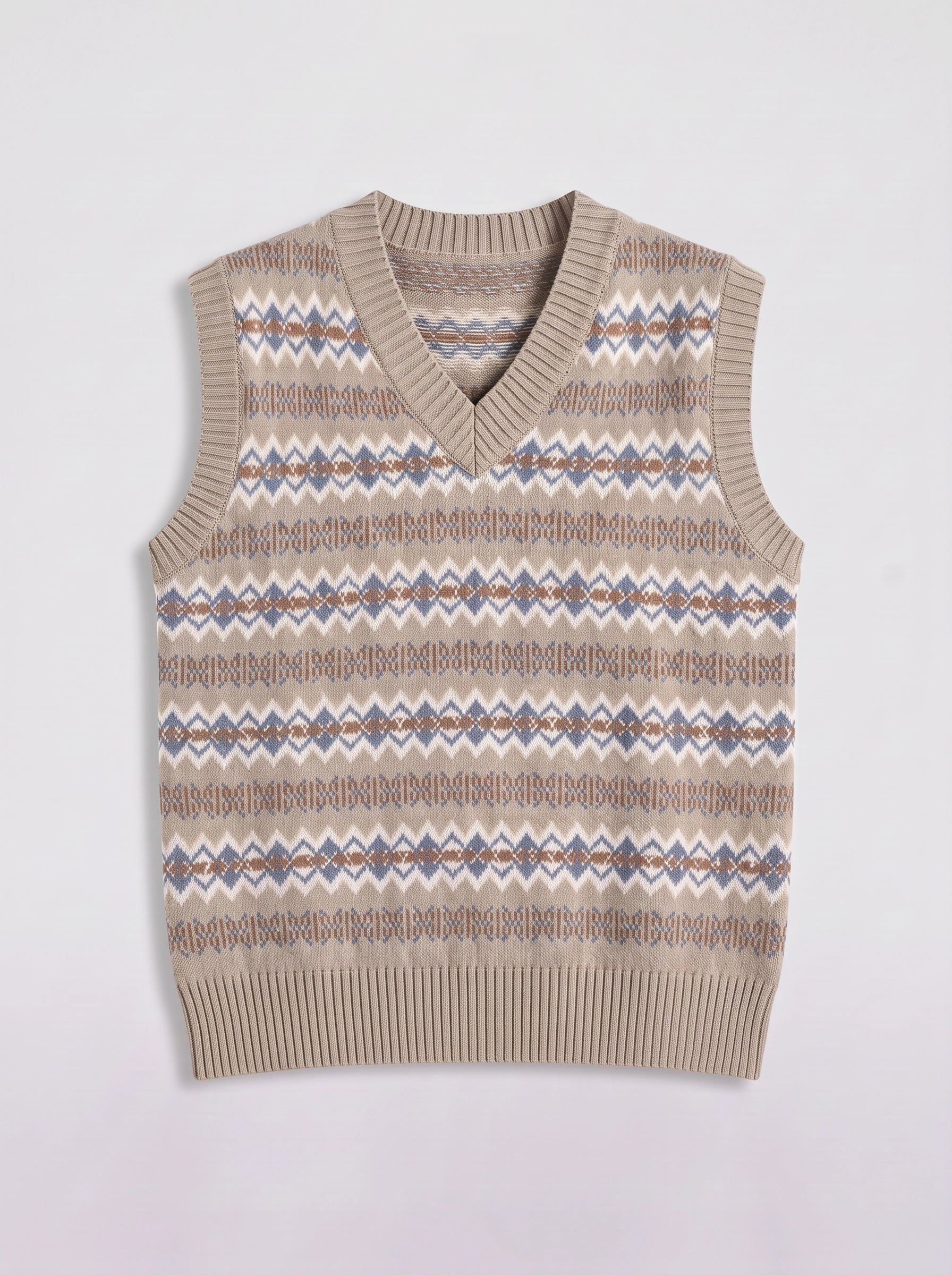 Vestrik Fair Isle Knit Vest – Sleeveless V-Neck Women Argyle Sweater Preppy Vintage Casual Knit Vest