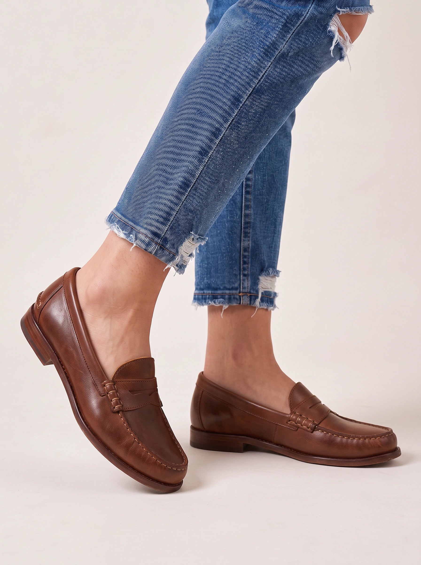 Mocassins Penny Stitchway - mocassins décontractés en cuir à enfiler pour femme, chaussures de bureau au style preppy
