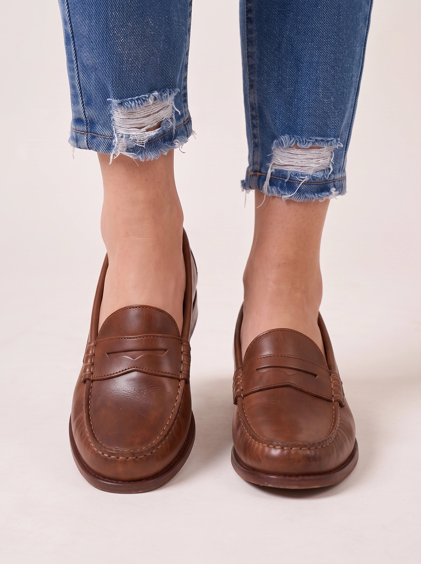 Mocassins Penny Stitchway - mocassins décontractés en cuir à enfiler pour femme, chaussures de bureau au style preppy