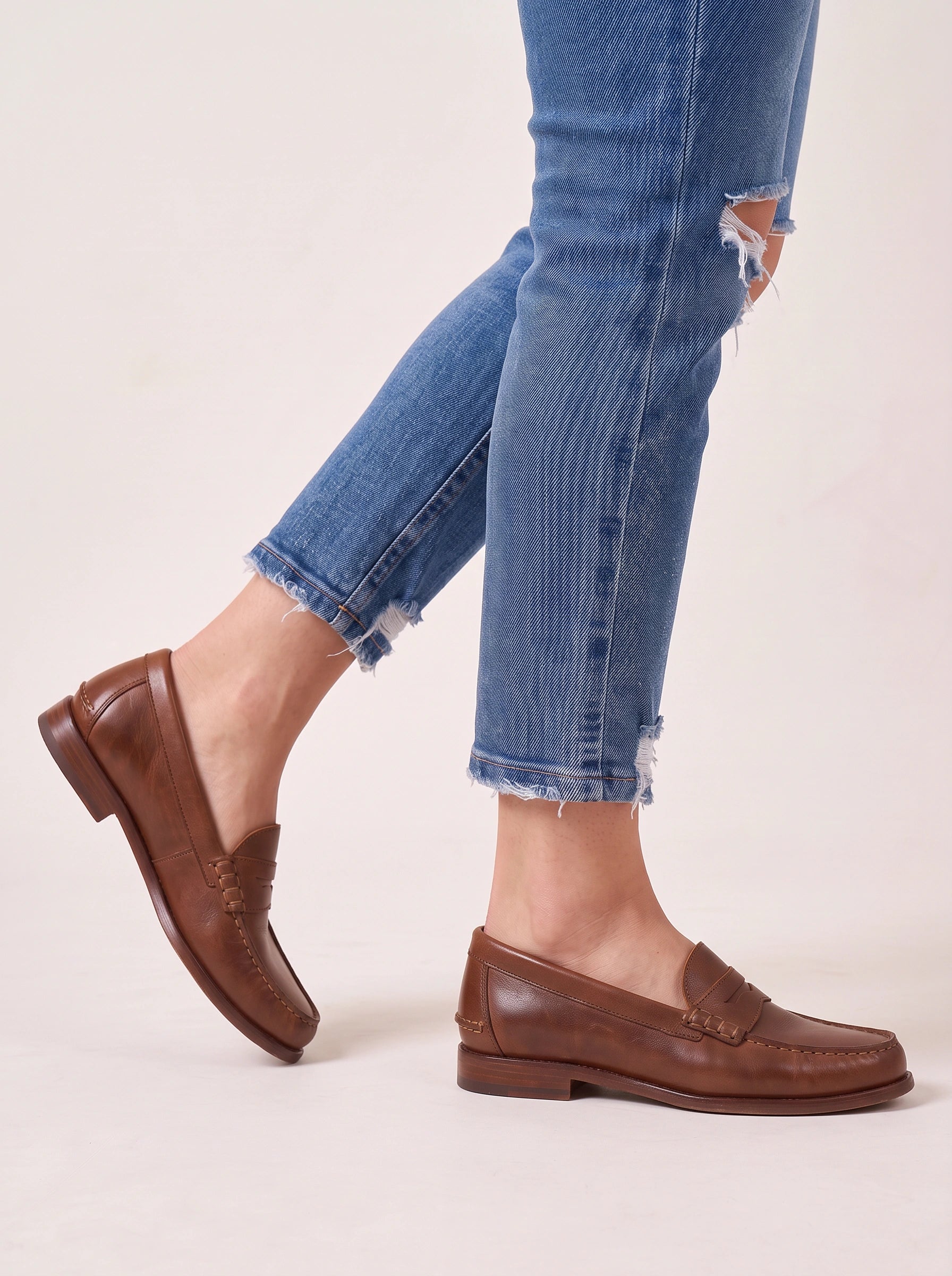 Mocassins Penny Stitchway - mocassins décontractés en cuir à enfiler pour femme, chaussures de bureau au style preppy