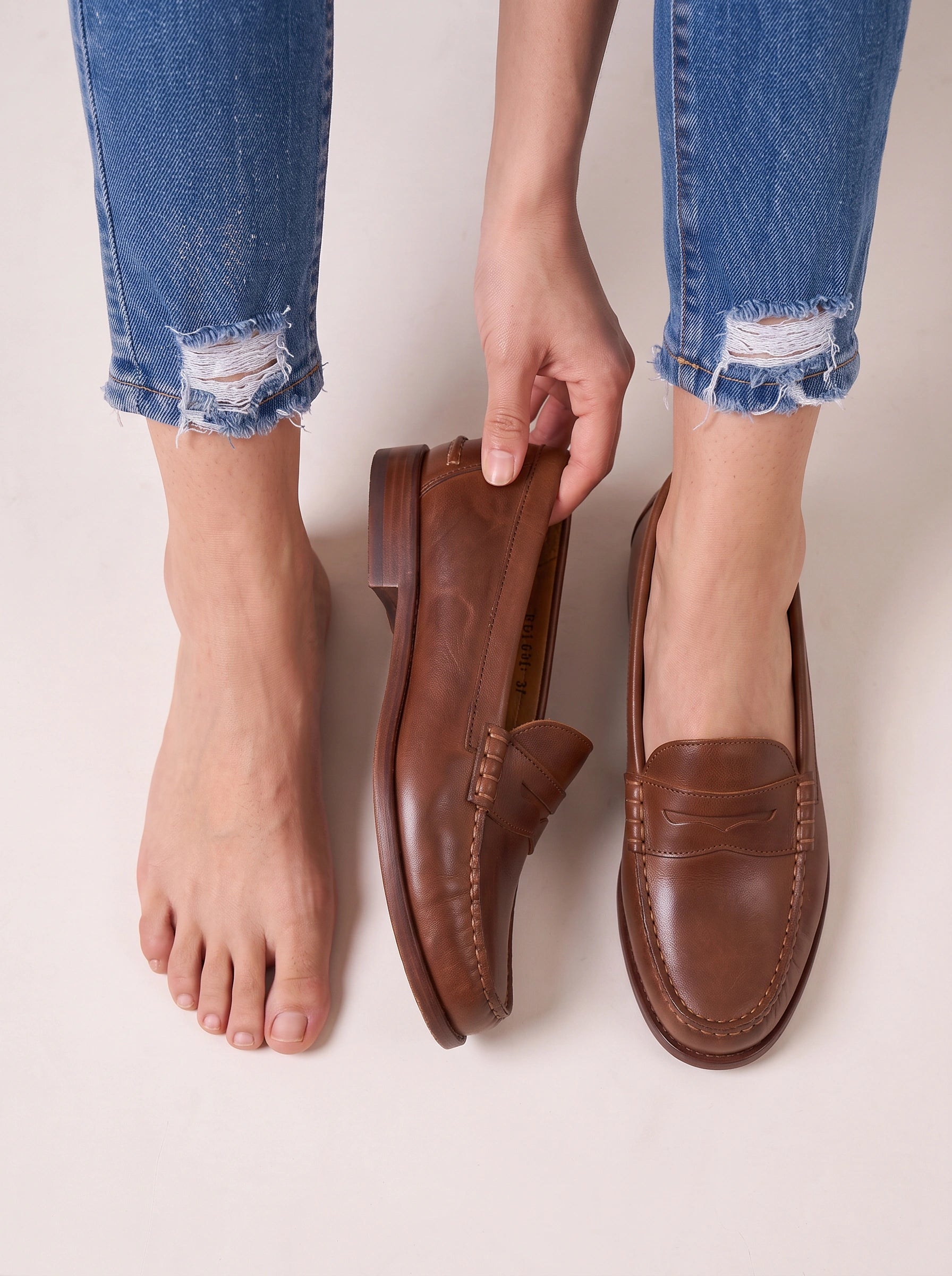 Mocassins Penny Stitchway - mocassins décontractés en cuir à enfiler pour femme, chaussures de bureau au style preppy