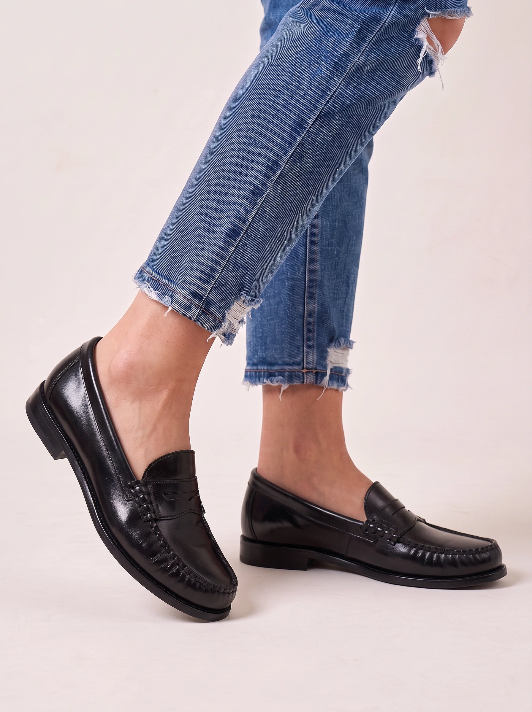 Mocassins Penny Stitchway - mocassins décontractés en cuir à enfiler pour femme, chaussures de bureau au style preppy