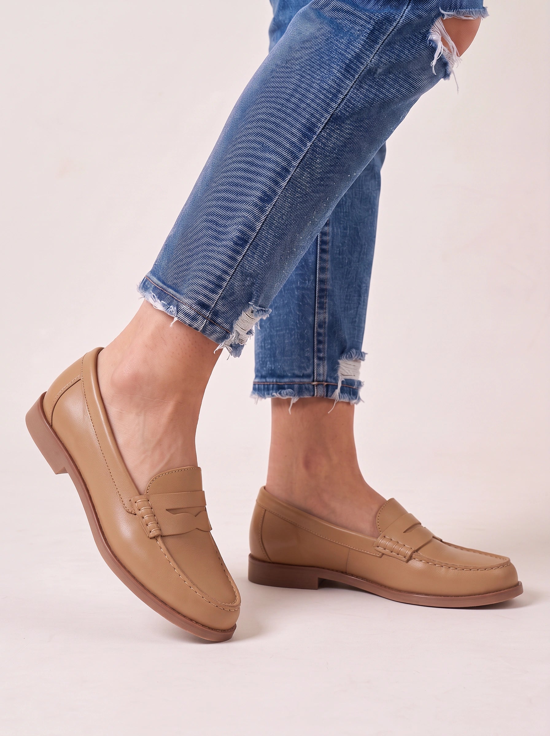 Mocassins Penny Stitchway - mocassins décontractés en cuir à enfiler pour femme, chaussures de bureau au style preppy