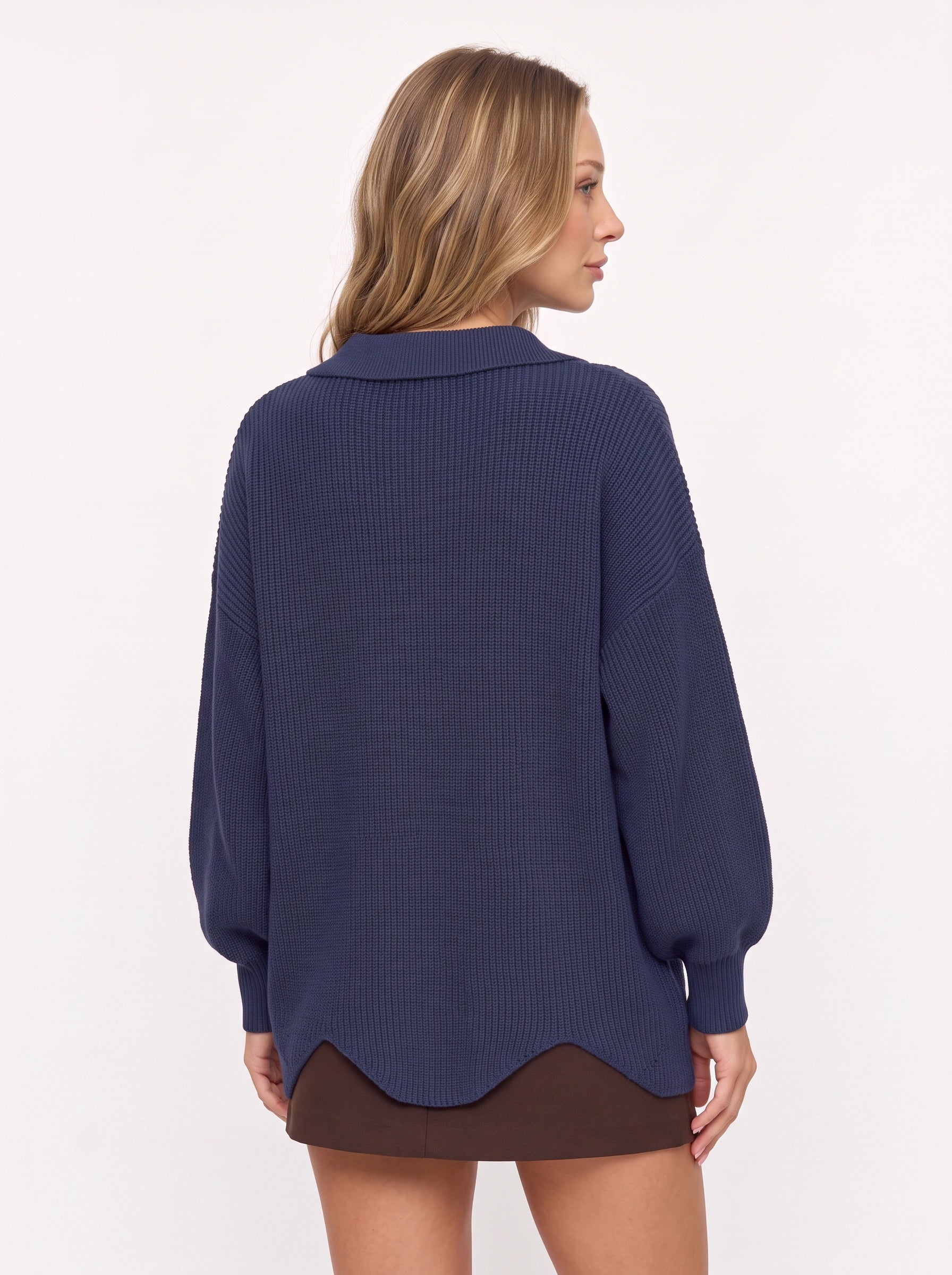 Cardigan boutonné à col Cosima - cardigan oversize long en maille épaisse pour femme, haut boutonné décontracté pour l’automne