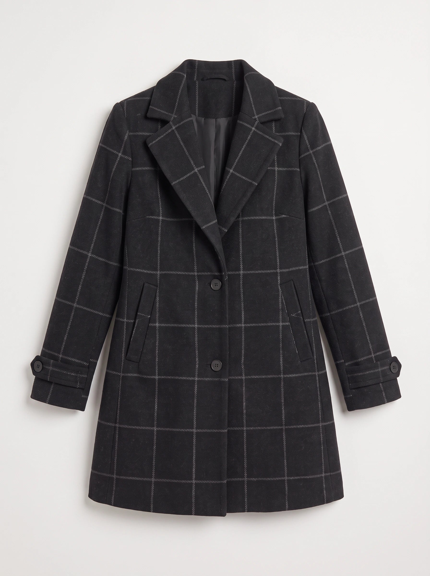 Manteau mi-long à revers crantés Gridwyn - Blazer femme à carreaux fenêtre, coupe ajustée, veste de travail et de bureau