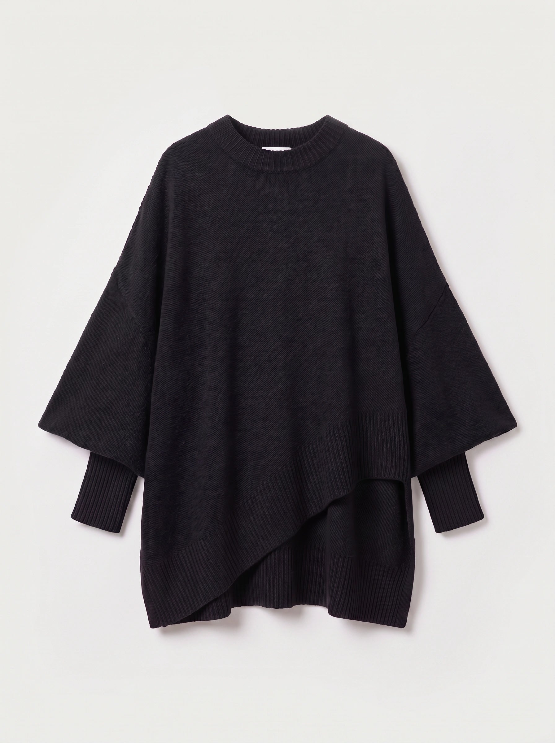 Poncho asymétrique Orlow - Pull cape oversize pour femme, manches côtelées, pull d'automne