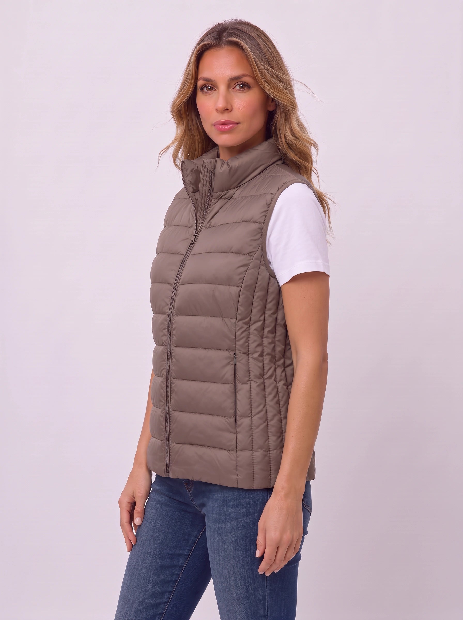 Quillow Lightweight Puffer Vest — Women Quilted Gilet Sleeveless Jacket Fall Casual Layering Vest