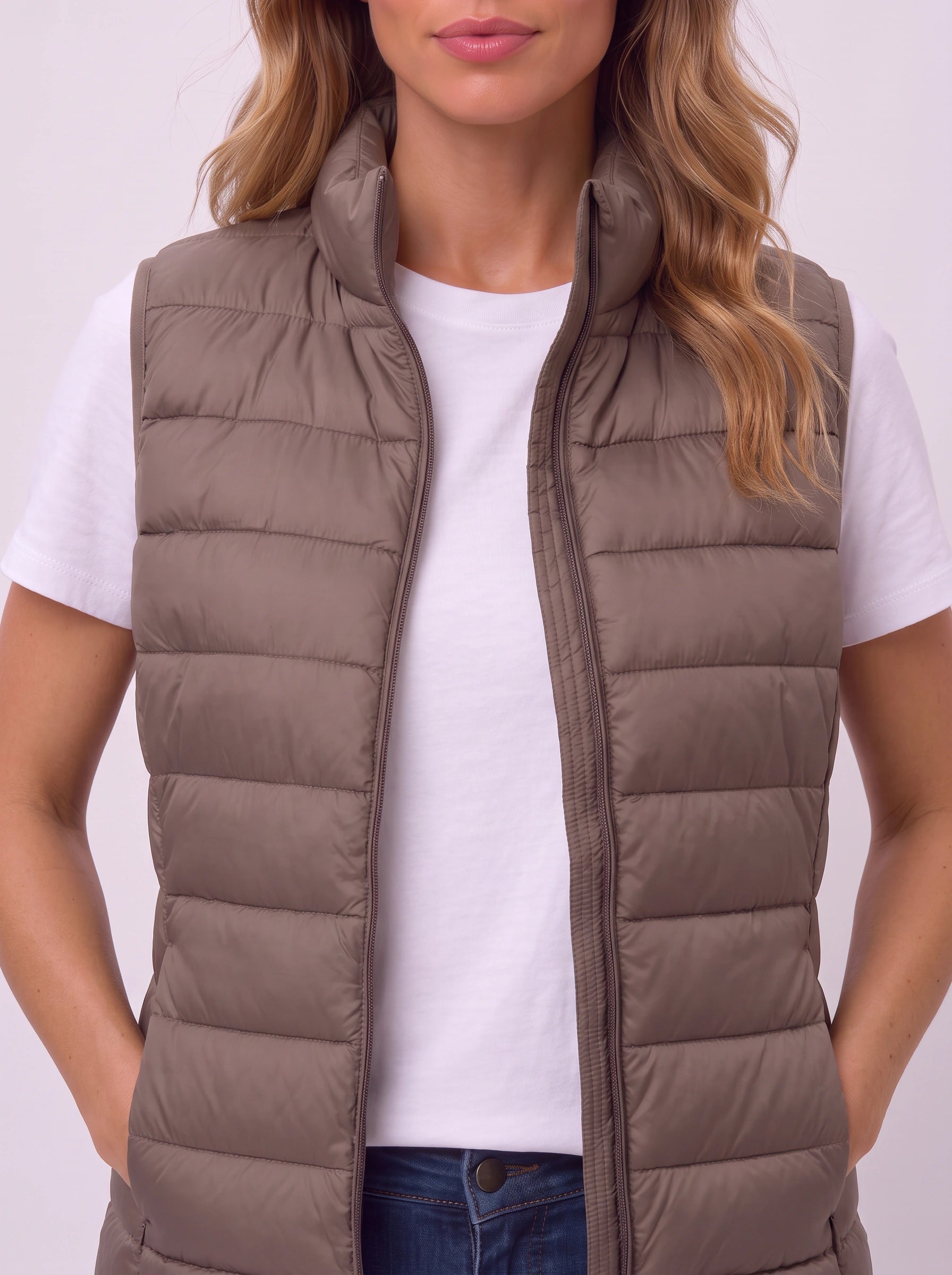 Quillow Lightweight Puffer Vest — Women Quilted Gilet Sleeveless Jacket Fall Casual Layering Vest