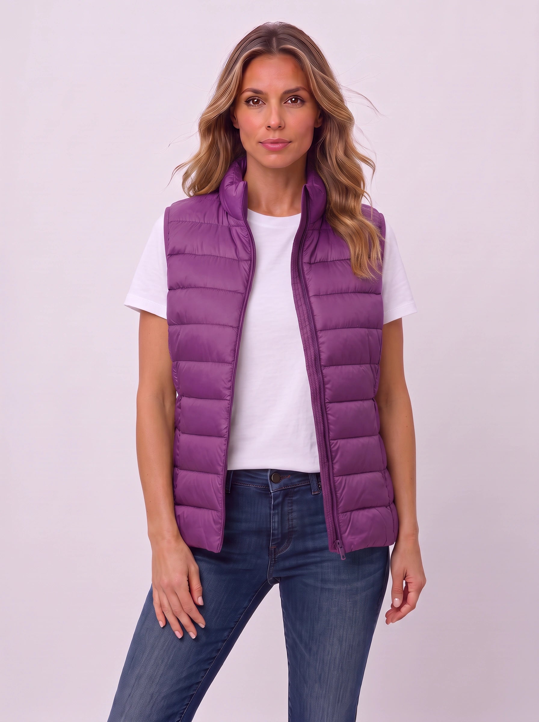 Quillow Lightweight Puffer Vest — Women Quilted Gilet Sleeveless Jacket Fall Casual Layering Vest