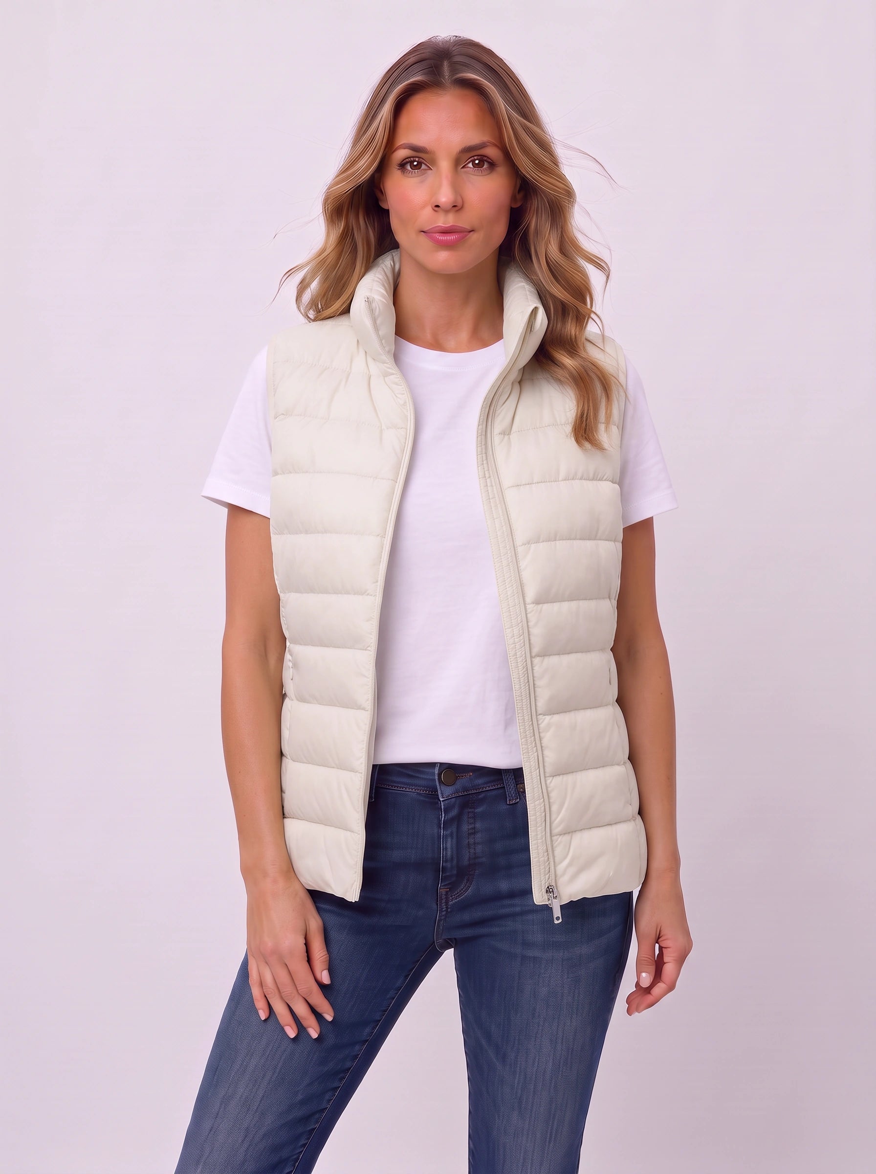 Quillow Lightweight Puffer Vest — Women Quilted Gilet Sleeveless Jacket Fall Casual Layering Vest