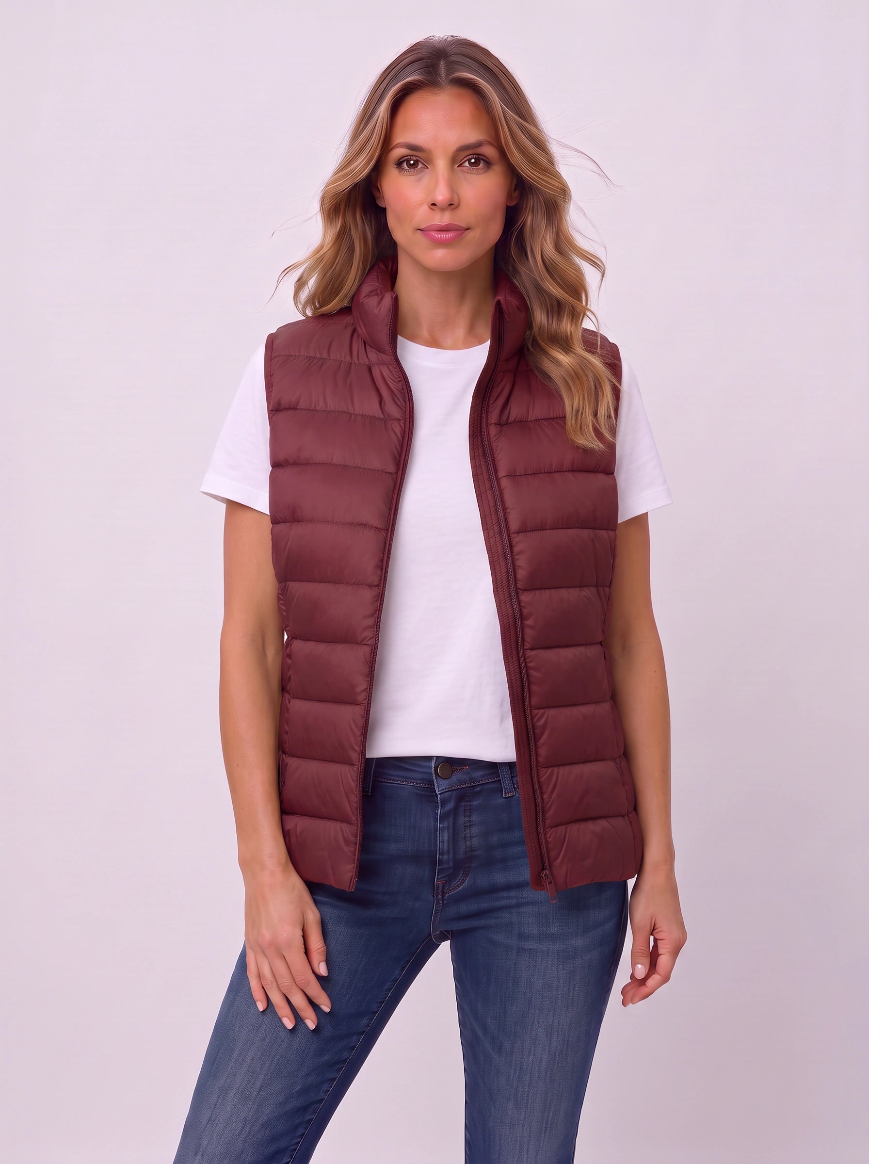 Quillow Lightweight Puffer Vest — Women Quilted Gilet Sleeveless Jacket Fall Casual Layering Vest