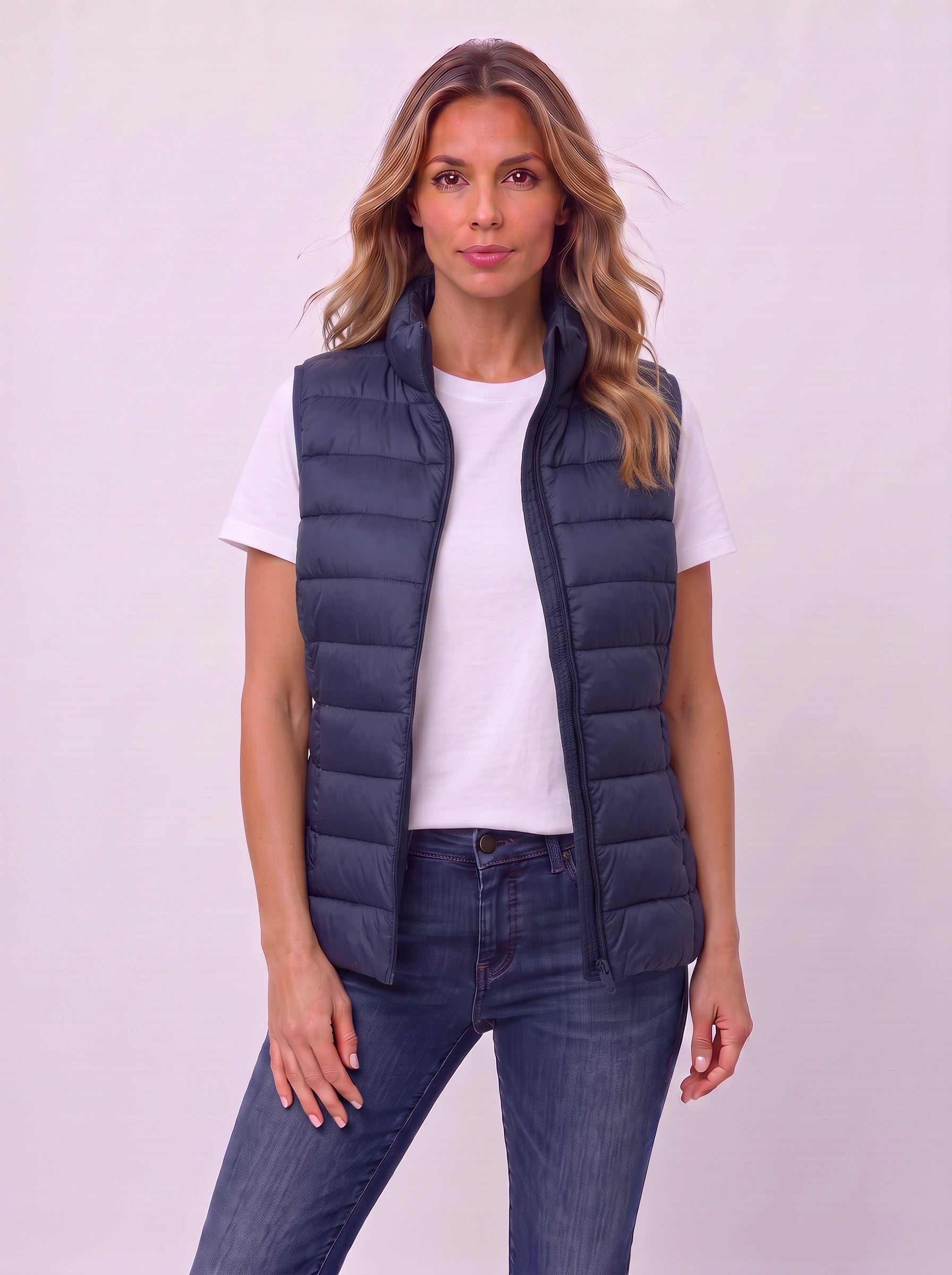 Quillow Lightweight Puffer Vest — Women Quilted Gilet Sleeveless Jacket Fall Casual Layering Vest